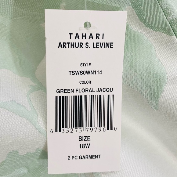 Tahari Asl 2PC Skirt Suit Green Floral Size 18W - Picture 8 of 9